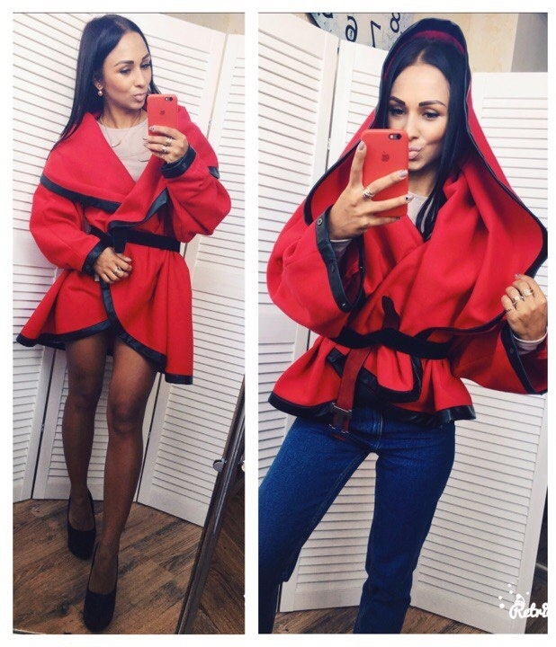 Коротке пальто з капюшоном NJ-1001
